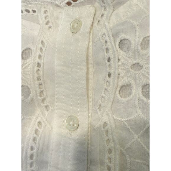 The Kooples Eyelet Cropped Blouse White FR 2 / US M NWT - Picture 4 of 6